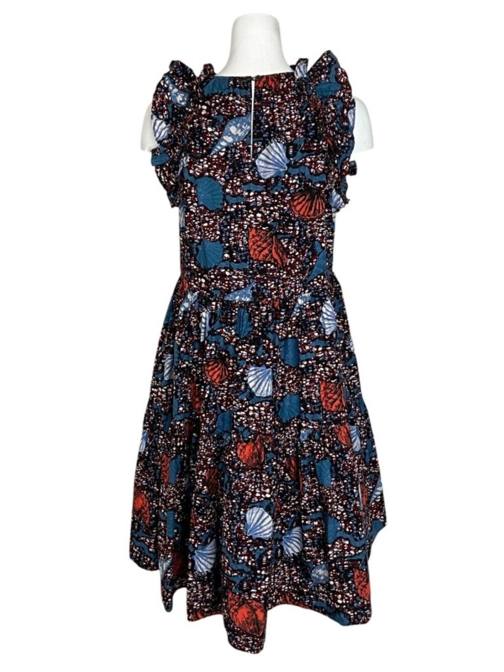 Ulla Johnson Tamsin Dress 6 Azul Cotton Ruffles Red White Blue Seashell Design - Picture 7 of 16